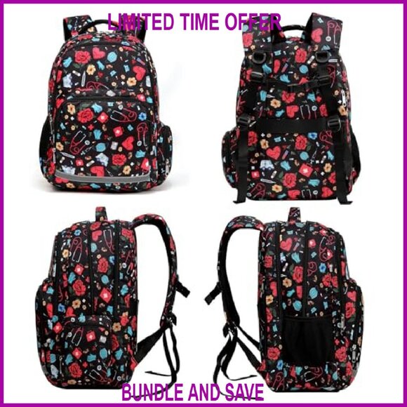 Large 20L Waterproof Laptop Backpack with 12 Pockets for Nursing Work - Picture 4 of 8